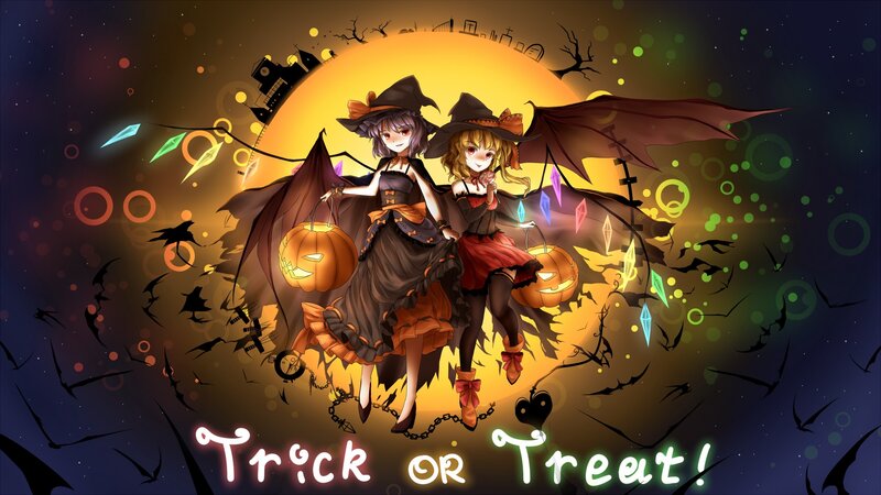 Two Girls in Witch Costumes — Orange