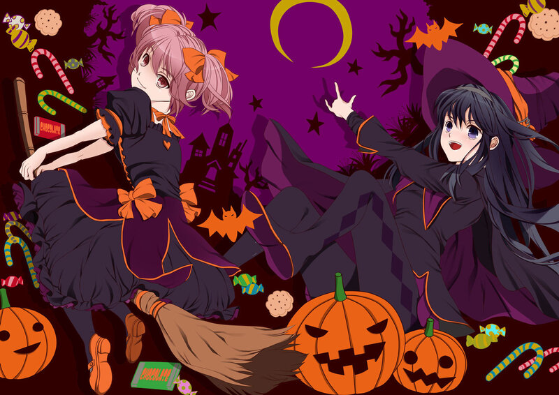 Two Girls in Witch Costumes — Purple, Festive
