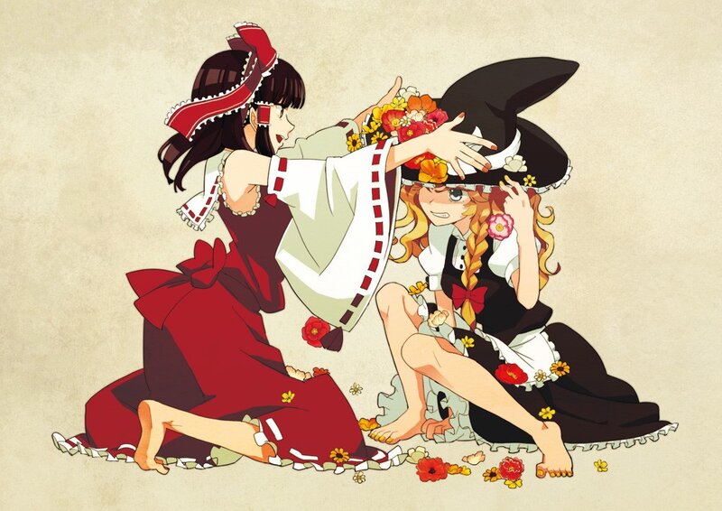 Two girls in witch costumes