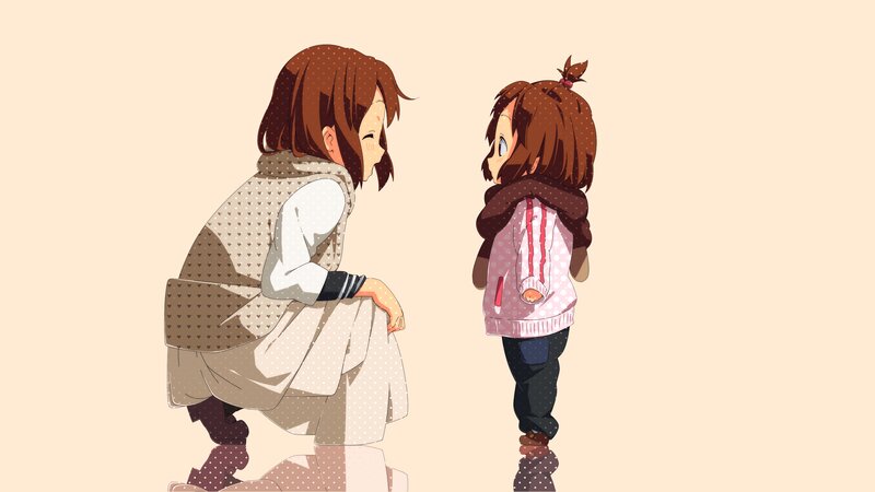 Two Girls Interacting — Beige