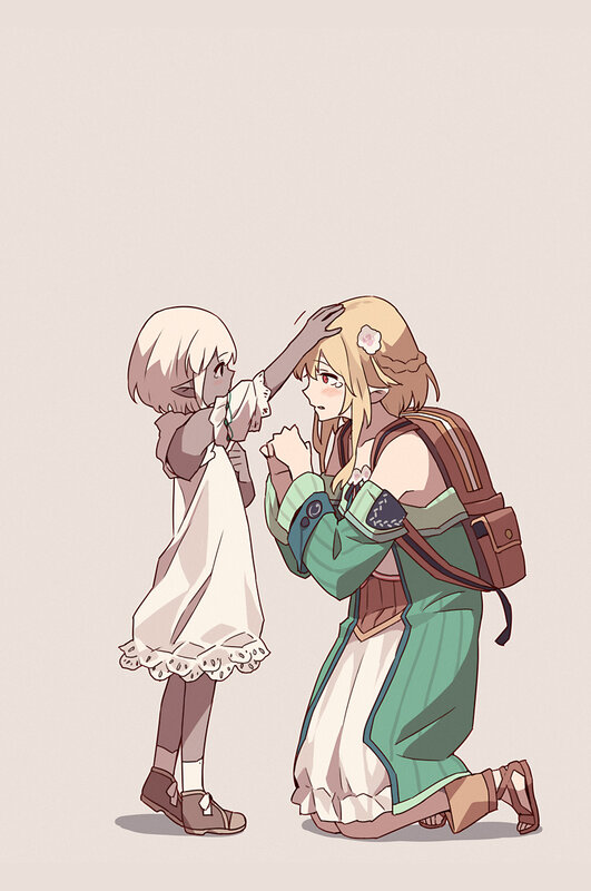 Two Girls Interacting — Green