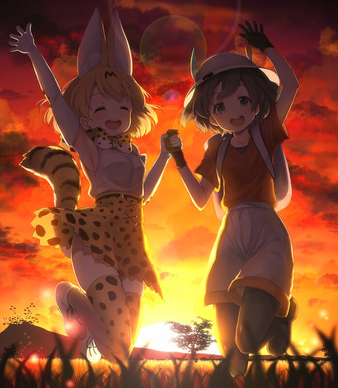 Two Girls Jumping — Orange