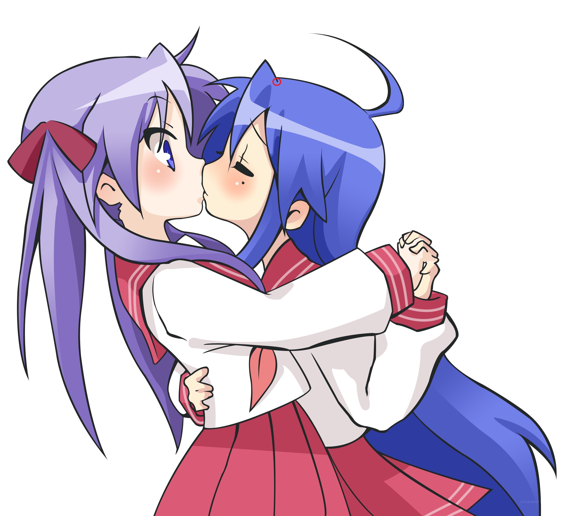 two girls kissing