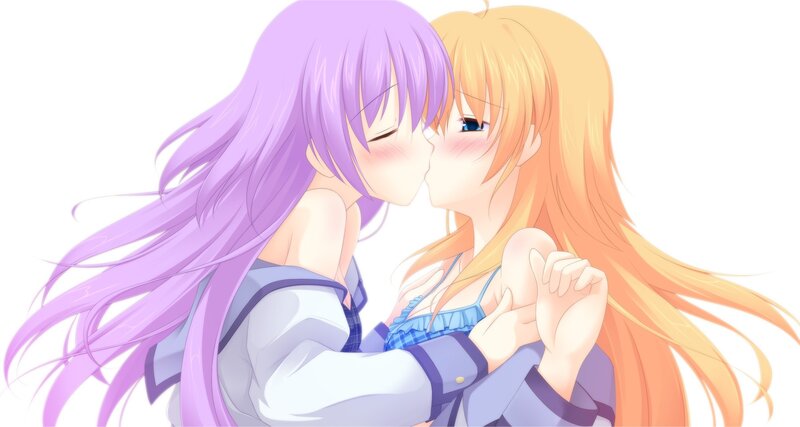 two girls kissing