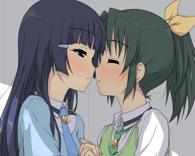 two girls kissing