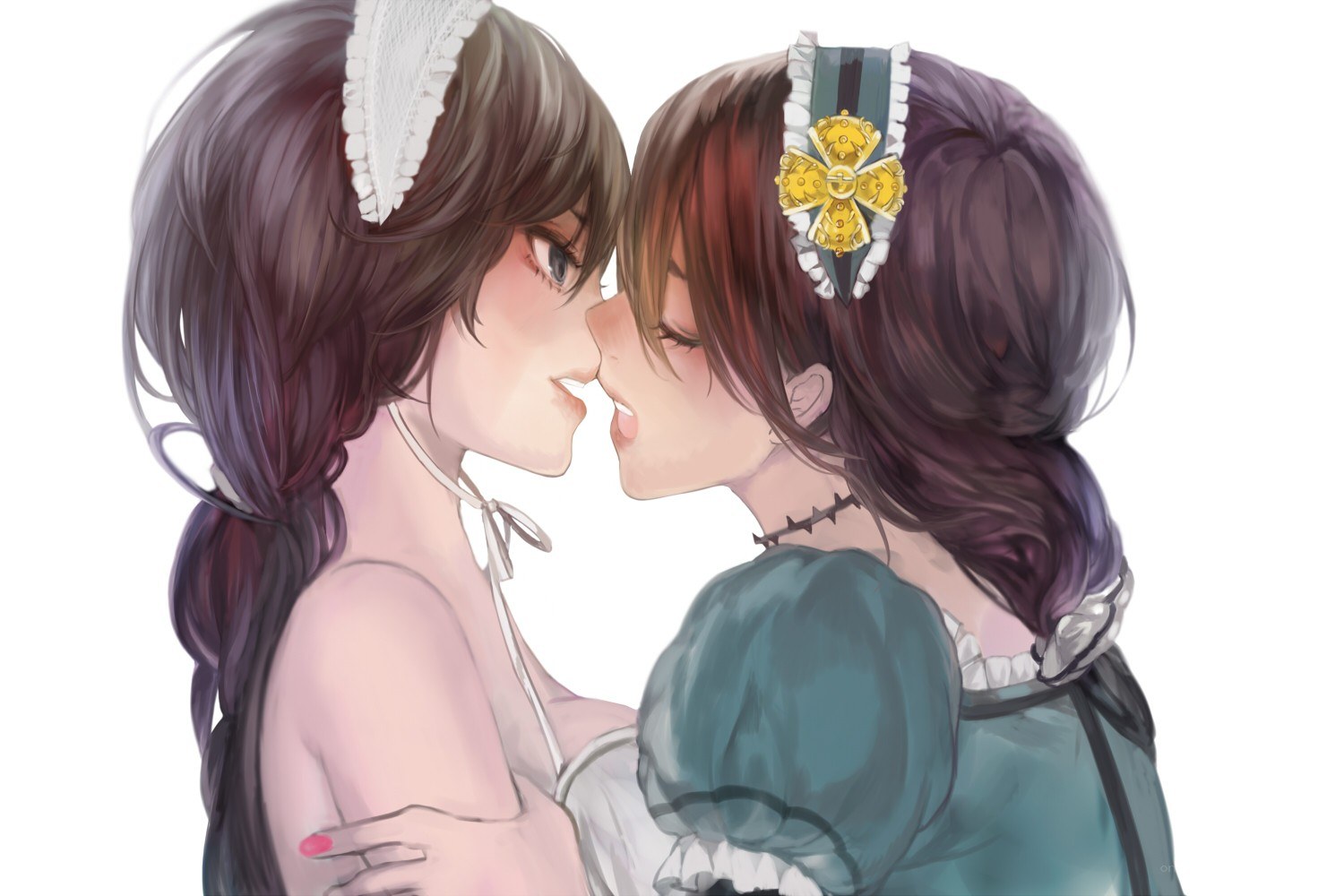 two girls kissing