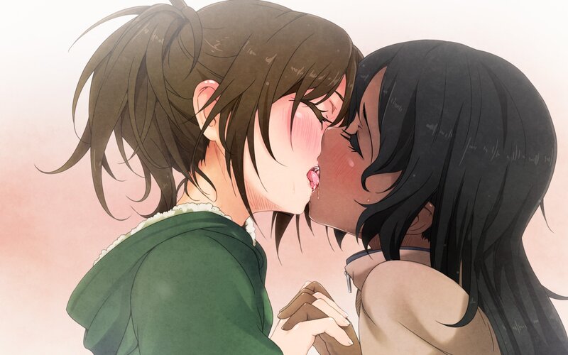 two girls kissing
