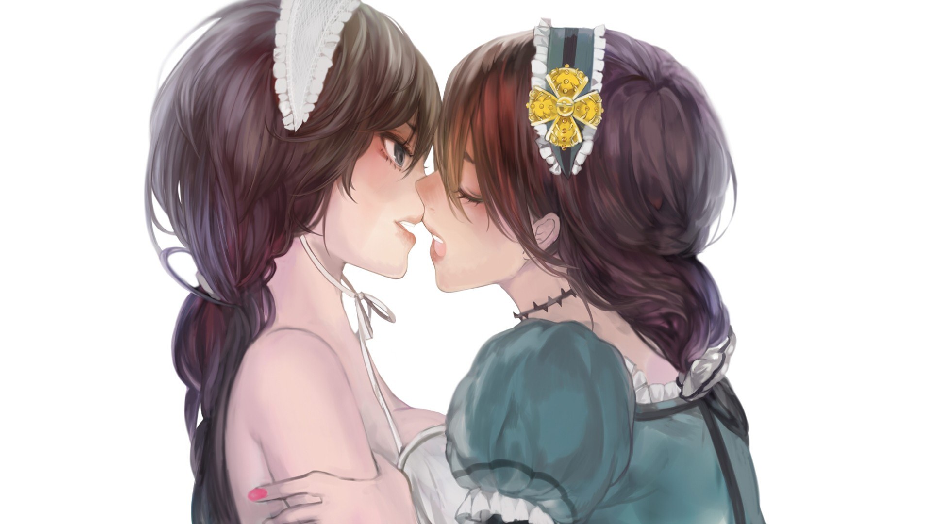 two girls kissing