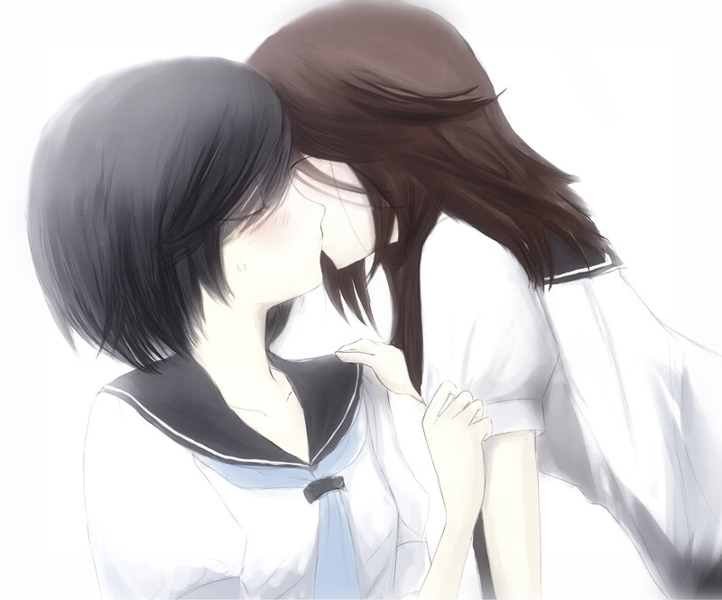 two girls kissing