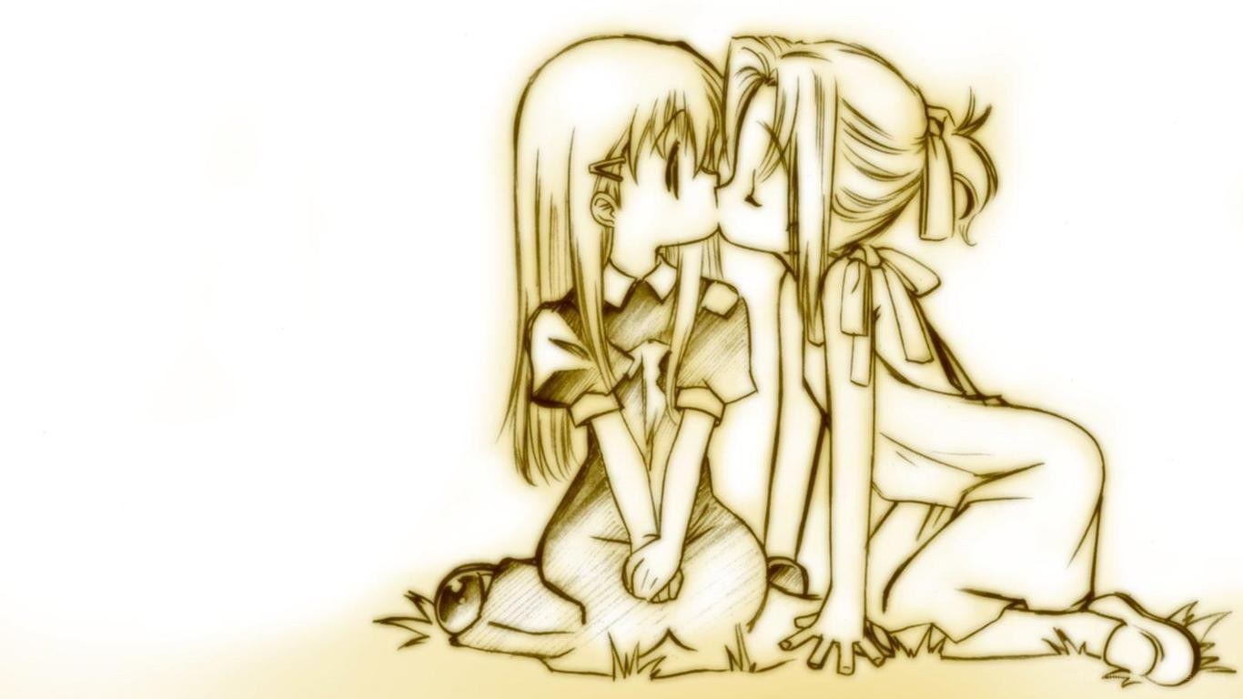 two girls kissing