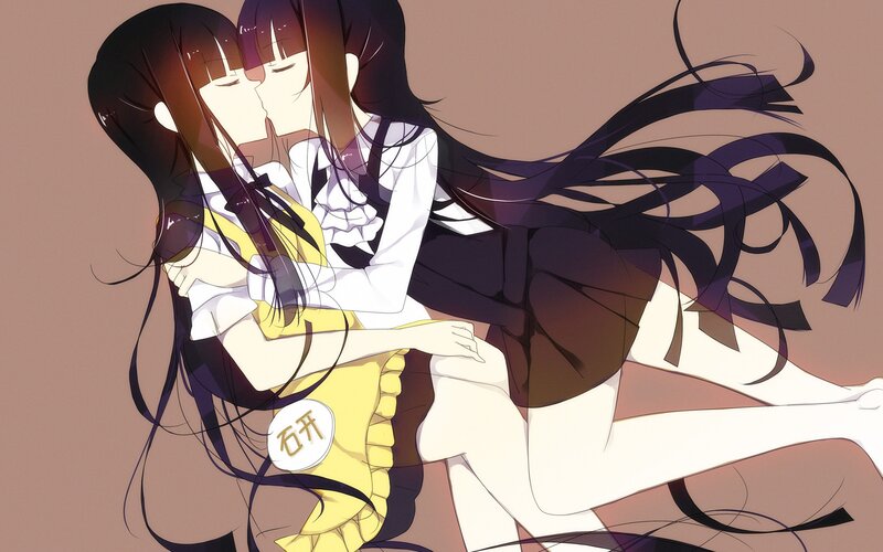 Two Girls Kissing — Brown, Intimate, Anime
