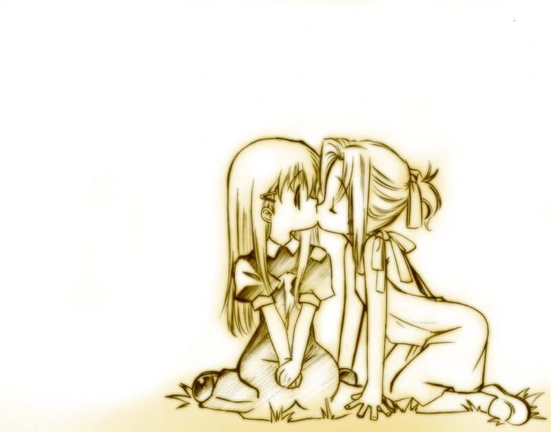 Two Girls Kissing — Brown
