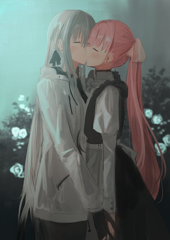 Two Girls Kissing — Gray