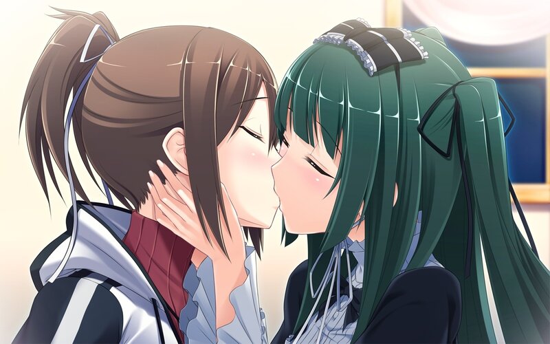 Two Girls Kissing — Green, Intimate