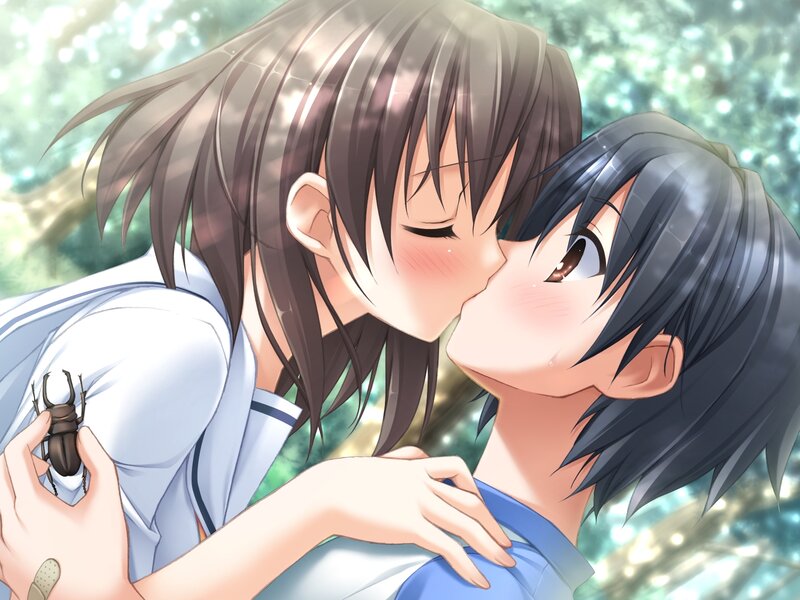 Two Girls Kissing — Green, Romantic