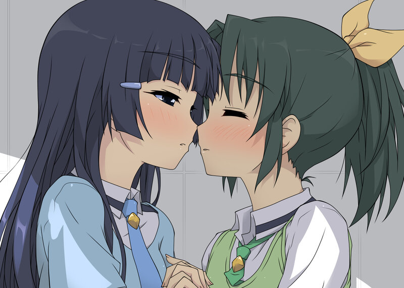 Two Girls Kissing — Green