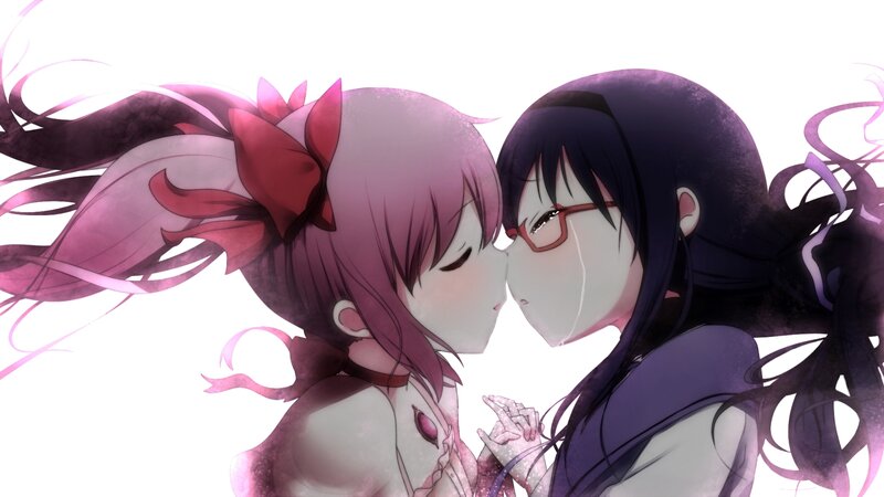 Two Girls Kissing — Pink, Dramatic, Anime