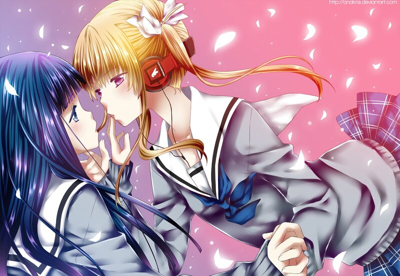 Two Girls Kissing — Pink, Romantic, Spring