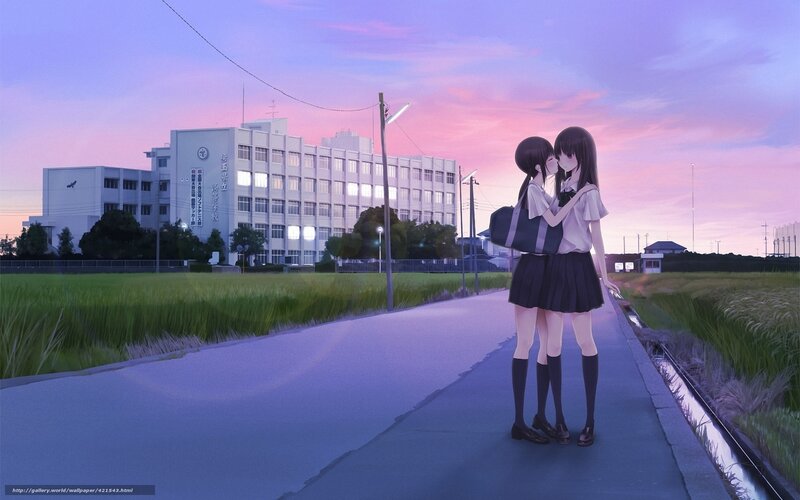 Two Girls Kissing — Purple, Serene