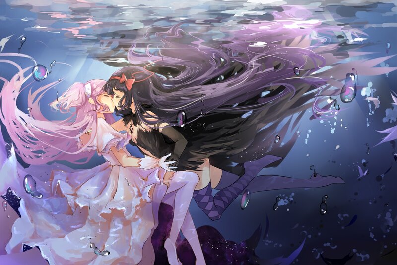 Two Girls Kissing Underwater — Purple