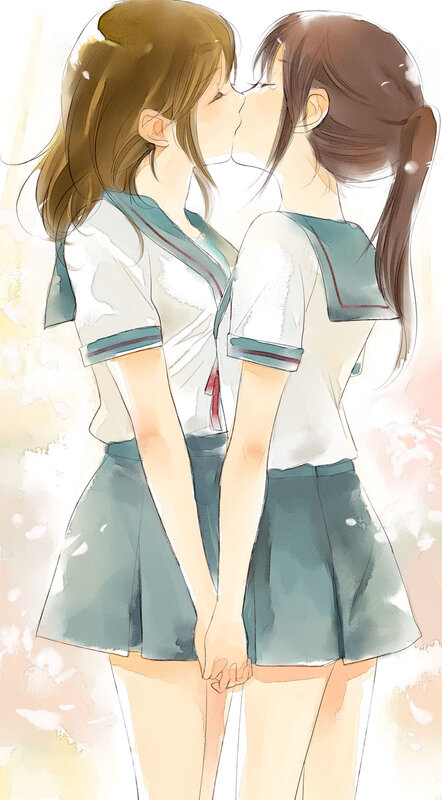 Two Girls Kissing — White, Romantic