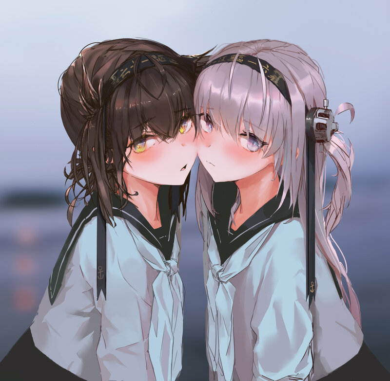 Two Girls Kissing — White, Serene, Sunset