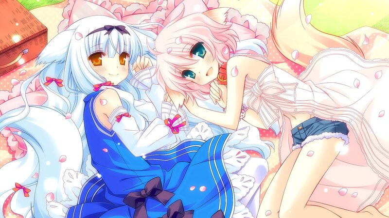 Two Girls Lying Down — Blue, Peaceful, Spring