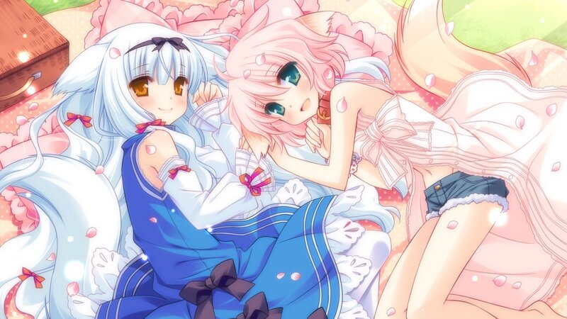 Two Girls Lying Down — Blue, Peaceful