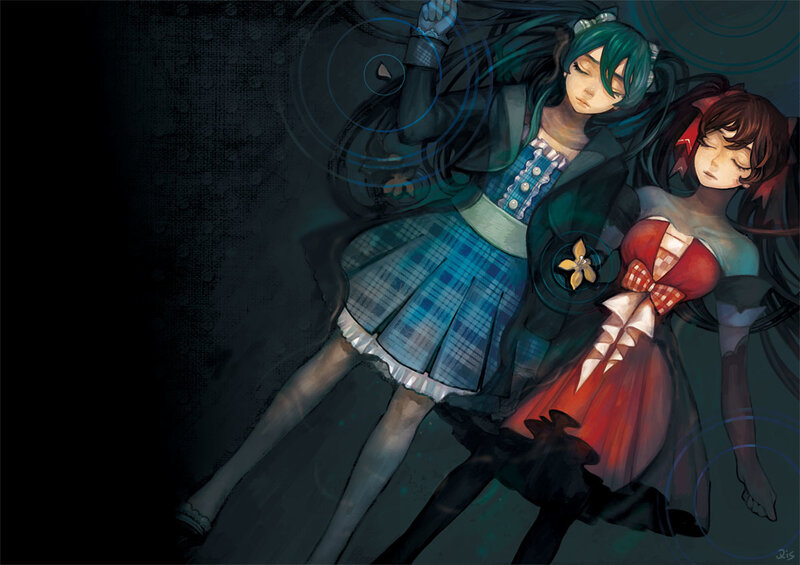 Two Girls Lying Down — Dark Blue