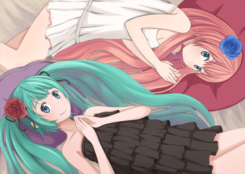 Two Girls Lying Down — Green, Calm