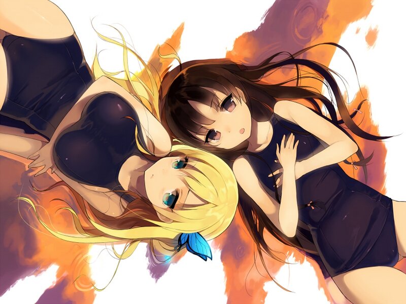 Two Girls Lying Down — Orange