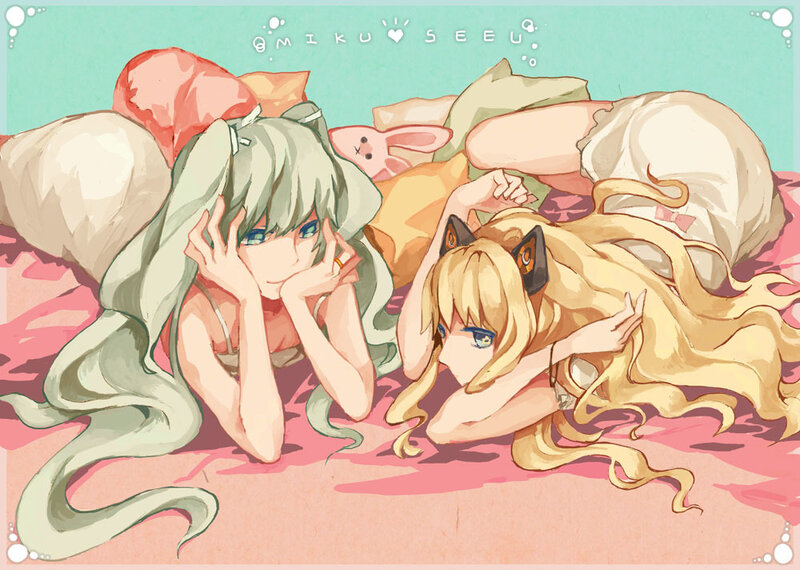 Two Girls Lying Down — Pink, Relaxed