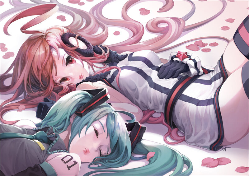 Two Girls Lying Down — Pink