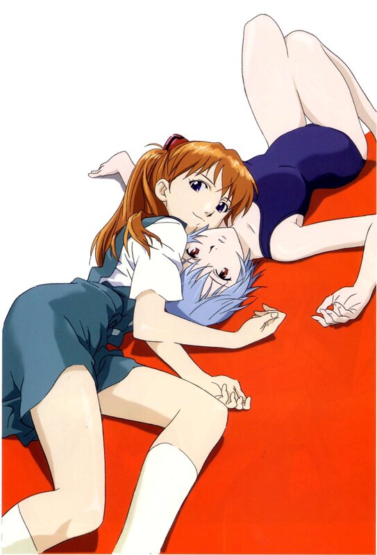 Two Girls Lying Down — Red, Calm