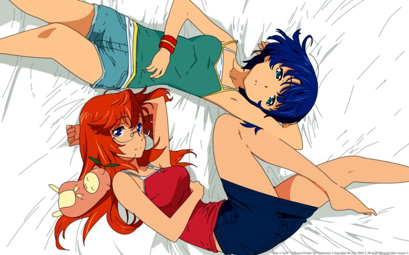 Two Girls Lying Down — Red