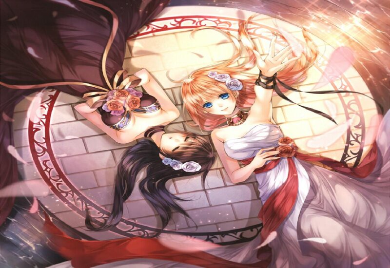 Two Girls Lying Down — White, Serene