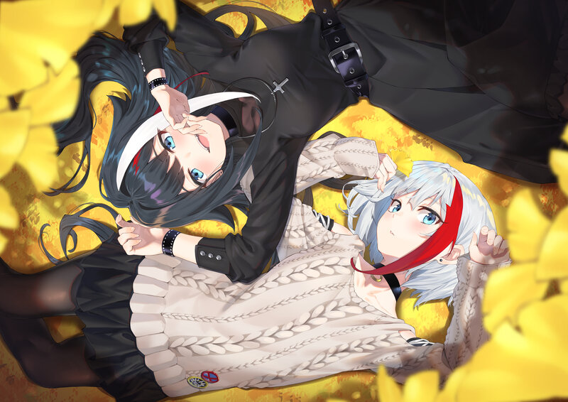 Two Girls Lying Down — Yellow, Calm