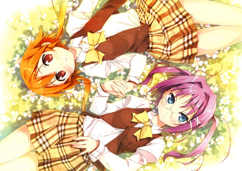 Two Girls Lying in Flowers