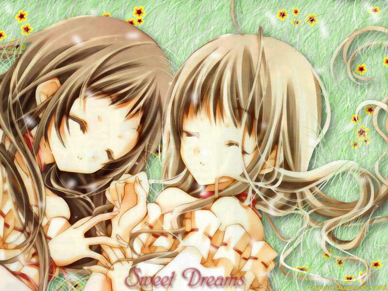 Two Girls Lying in Grass — Green