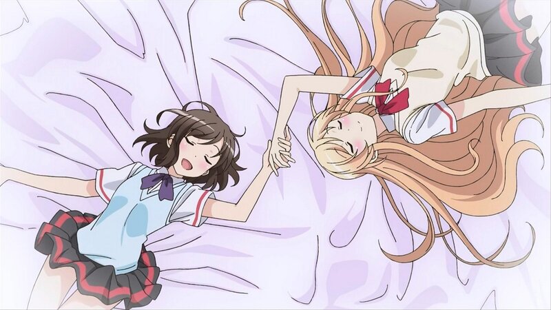 Two Girls Lying on Bed — White