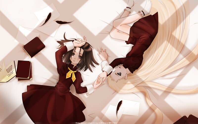 Two Girls Lying on Floor — Brown, Calm