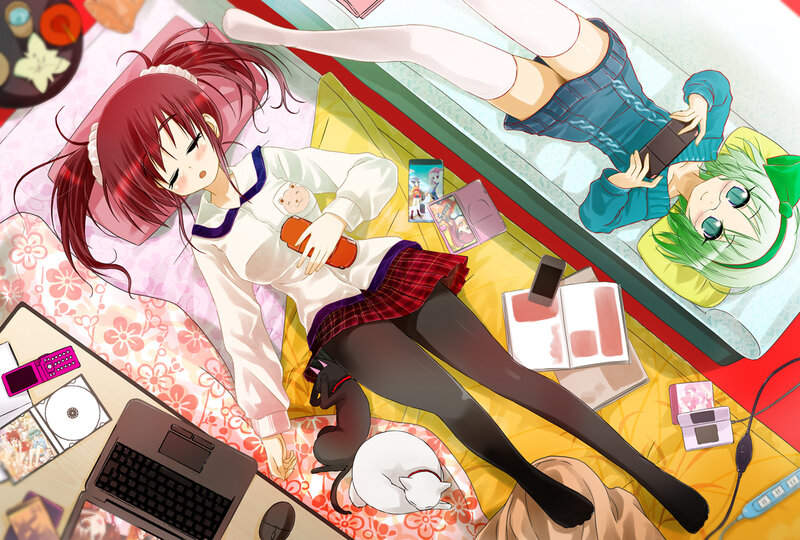 Two Girls Lying on Floor — Red
