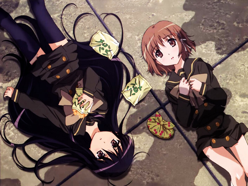 Two Girls Lying on Ground — Black, Calm