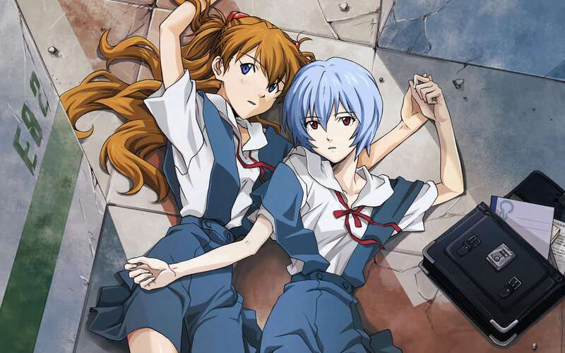 Two Girls Lying on Ground — Blue, Dramatic