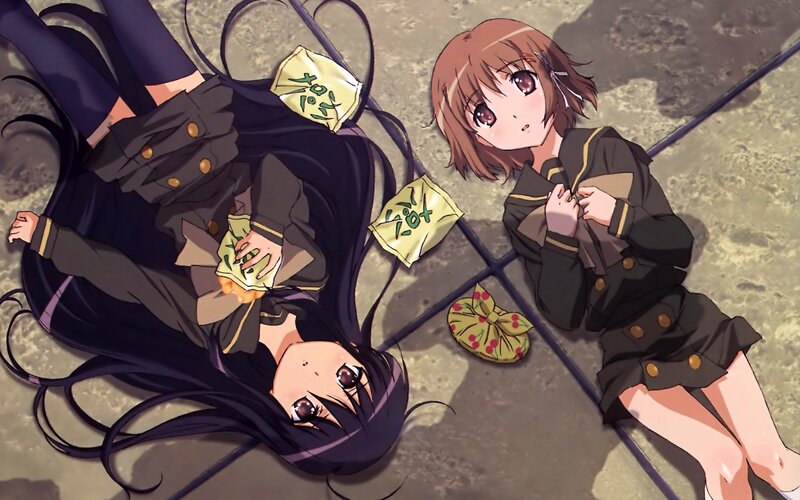 Two girls lying on the ground