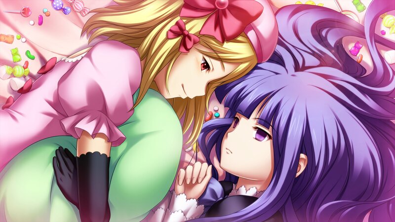 Two Girls Lying Together — Purple, Calm