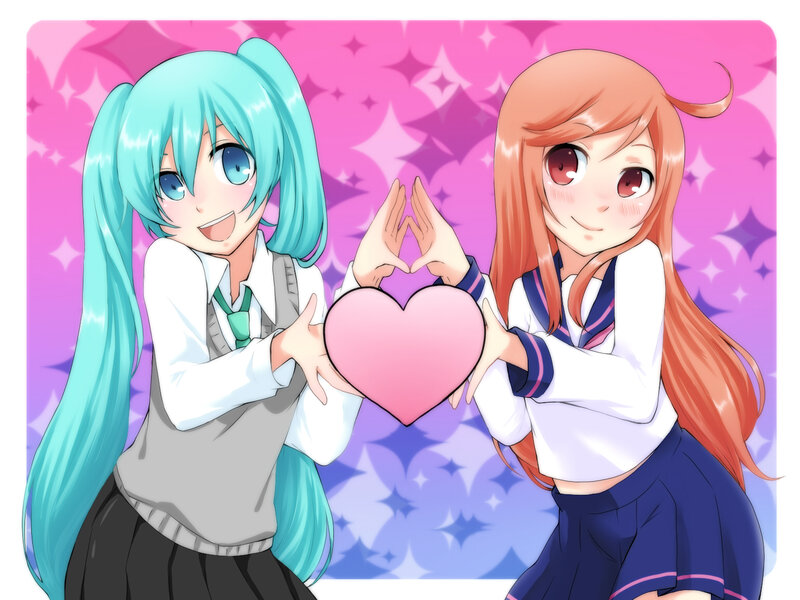 Two girls making a heart shape
