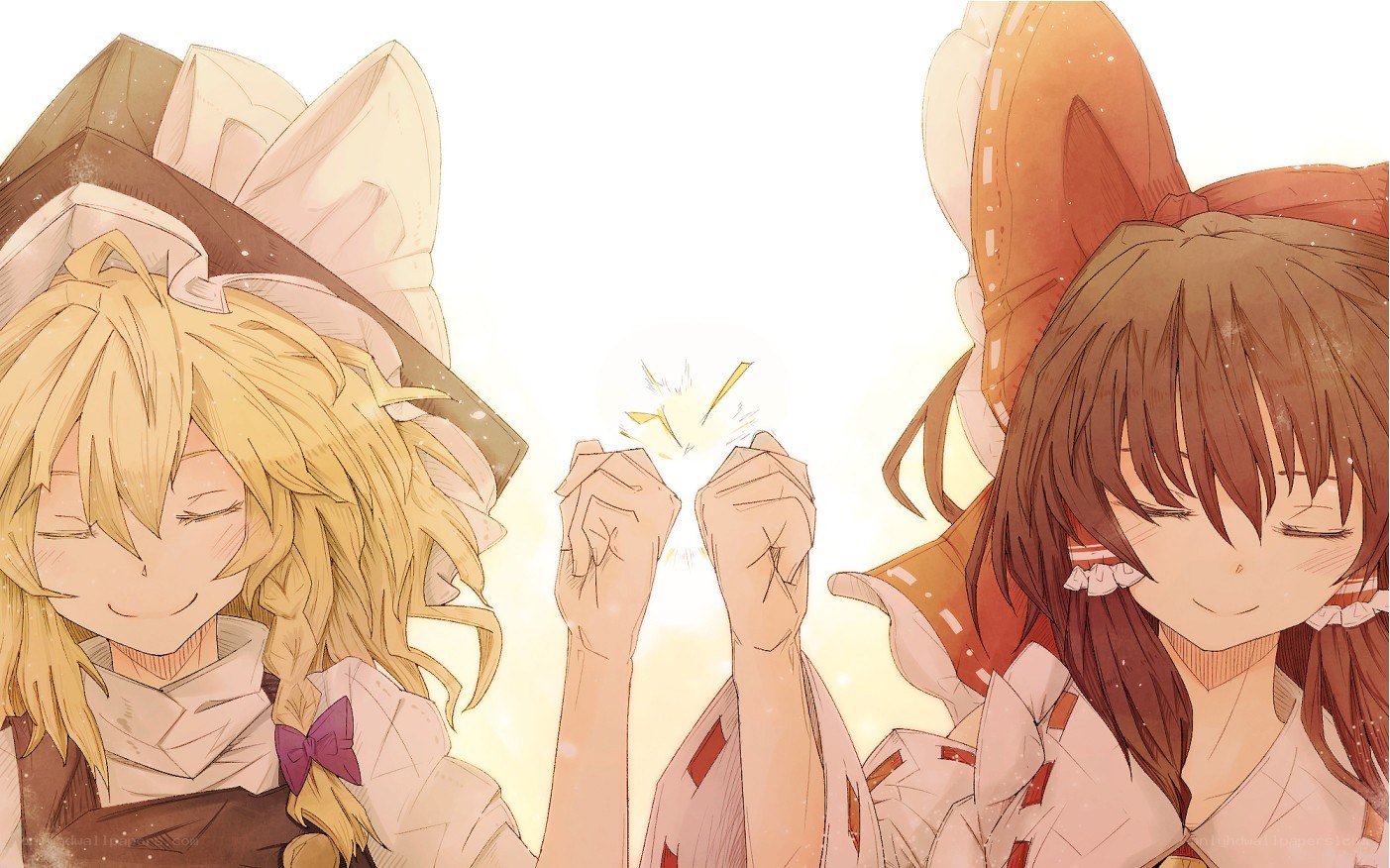 Two girls making a wish