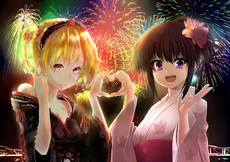 Two Girls Making Heart — Pink
