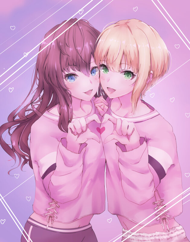 Two Girls Making Heart Shape — Pink, Sweet